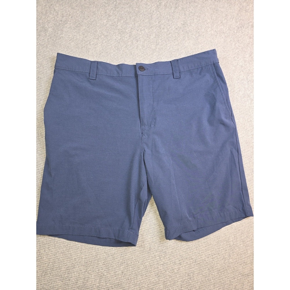 Banana Republic Comfort Flat Front Chino Shorts Mens 38 Blue Stretch Wicking